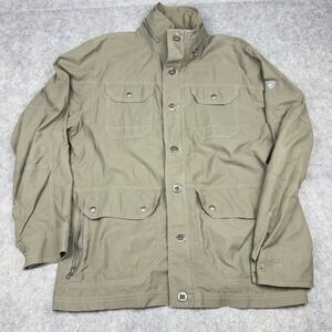 Kuhl Kollusion Jacket Mens Large Green Canvas Hooded Field Coat 4 Pocket Outdoor
